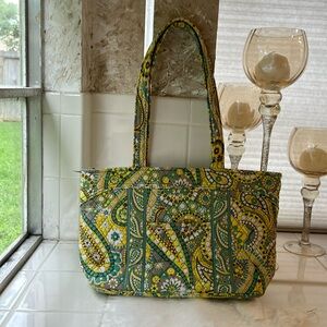 Vera Bradley Sunflower Yellow and Grey Paisley Shoulder Bag EUC